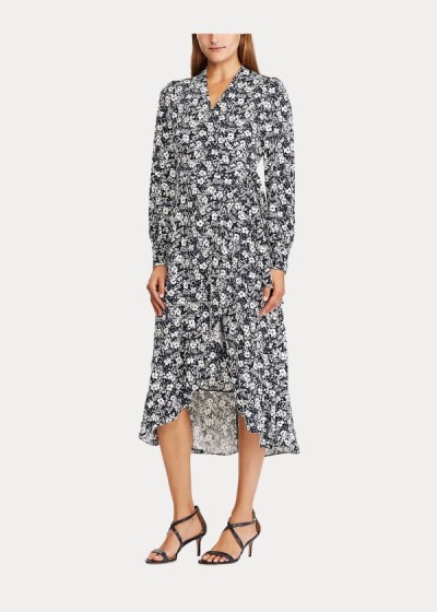 Women's Ralph Lauren Ruffle Long Sleeve Wrap Dresses | 326780JYC